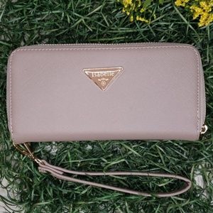 Prada-look Double Zip Wallet w/ Wristlet Strap